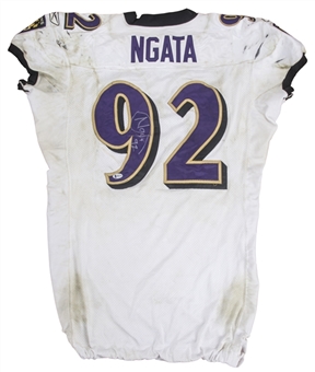 2009 Haloti Ngata Game Used & Signed Baltimore Ravens Road Jersey (McGahee LOA & Beckett)